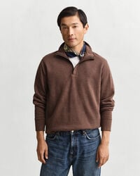 felpa light sacker rib halfzip - marrone scuro melange