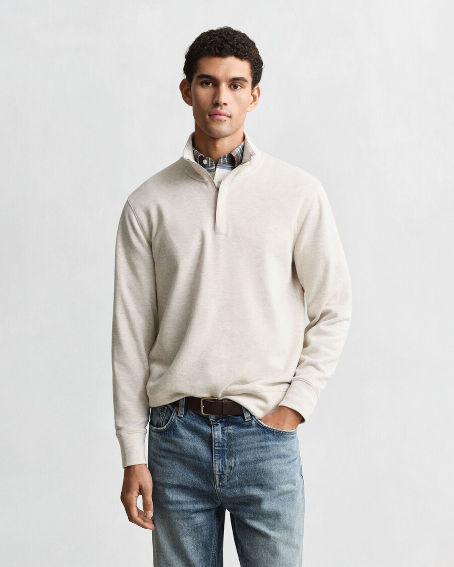 felpa light sacker rib halfzip - seed melange