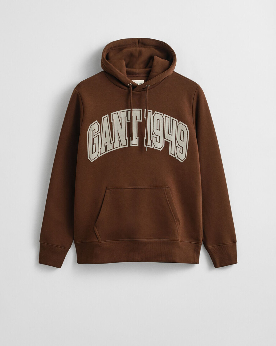 felpa con cappuccio grafica - marrone mogano