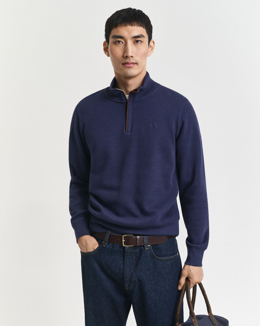 felpa sacker rib halfzip - blu persiano