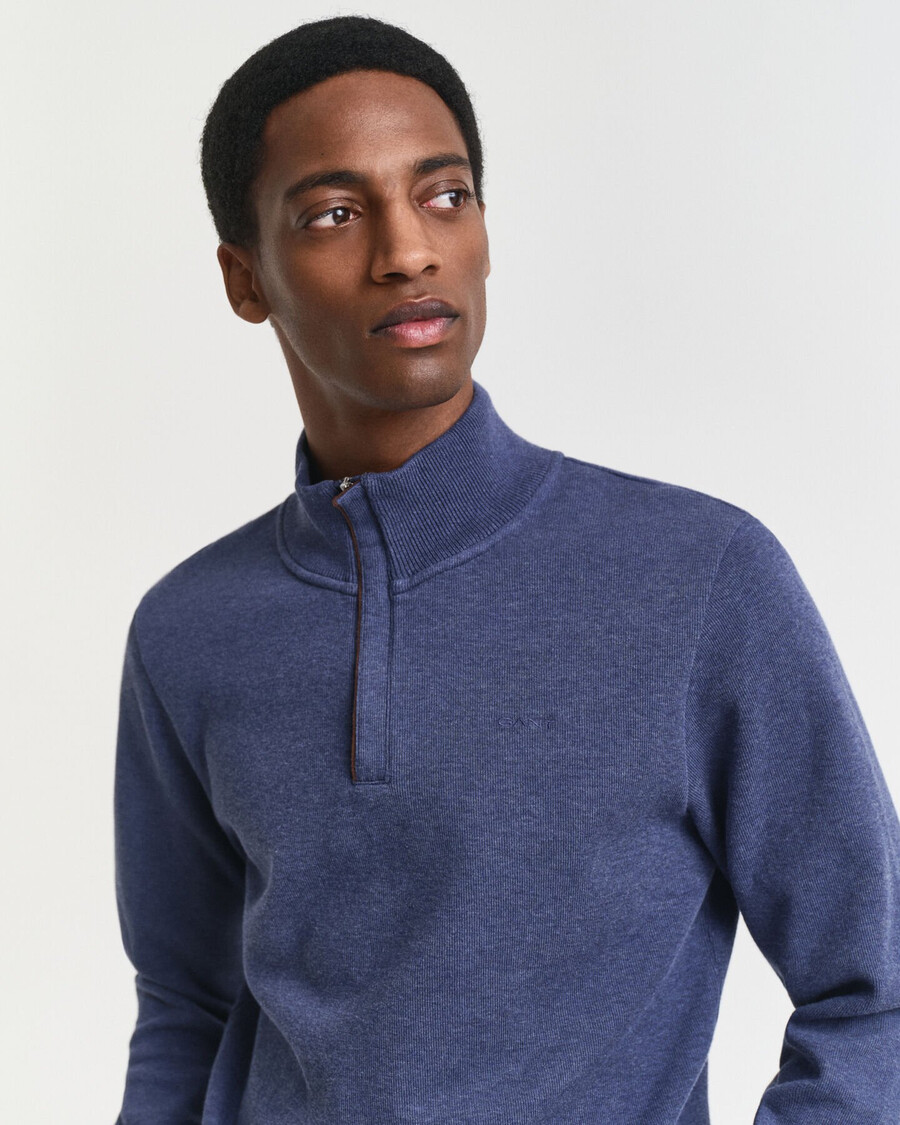 felpa sacker rib halfzip - dk jeansblue melange