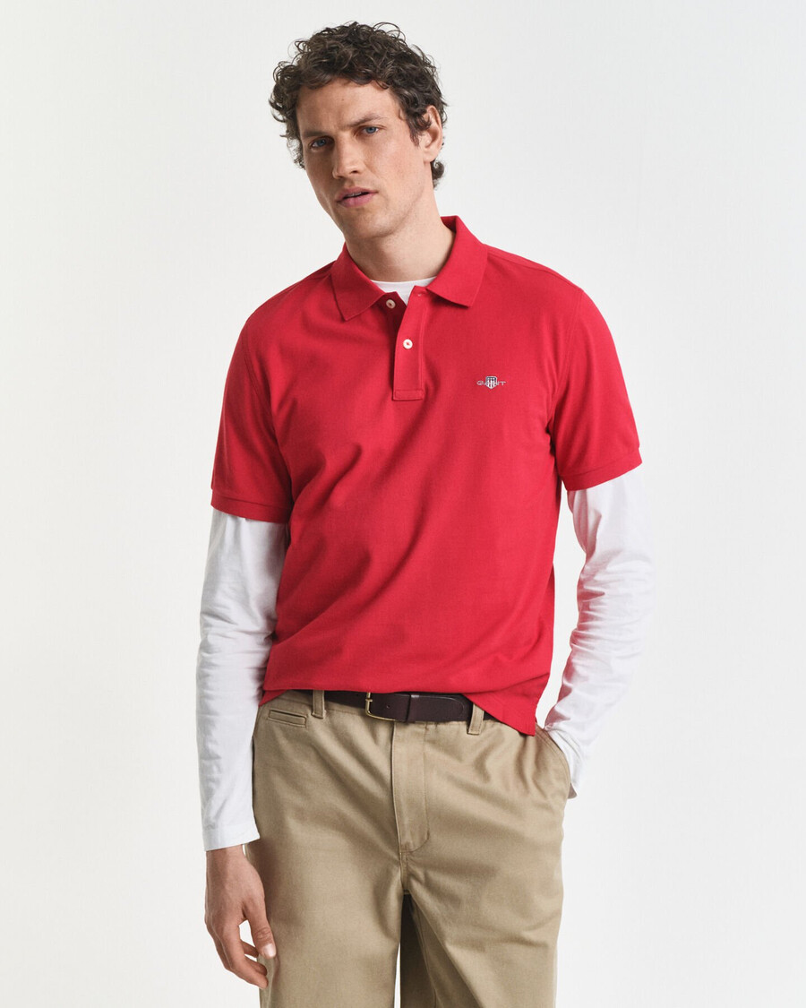 polo piqué shield vestibilità regolare - rosso rubino