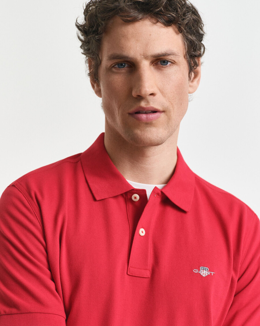 polo piqué shield vestibilità regolare - rosso rubino