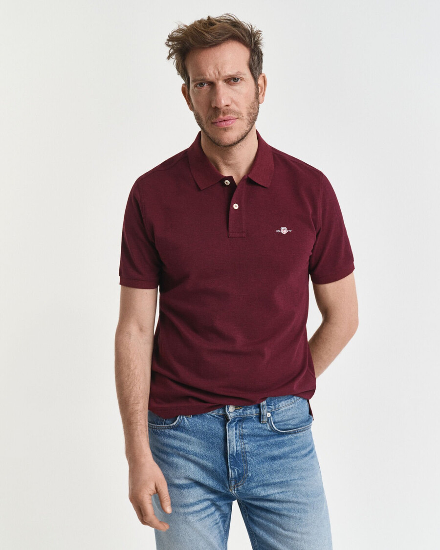 polo in piqué shield dalla vestibilità regolare - bordeaux melange