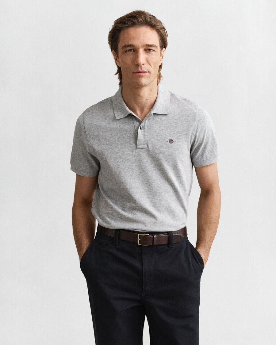 polo piqué shield vestibilità regolare - grigio mélange