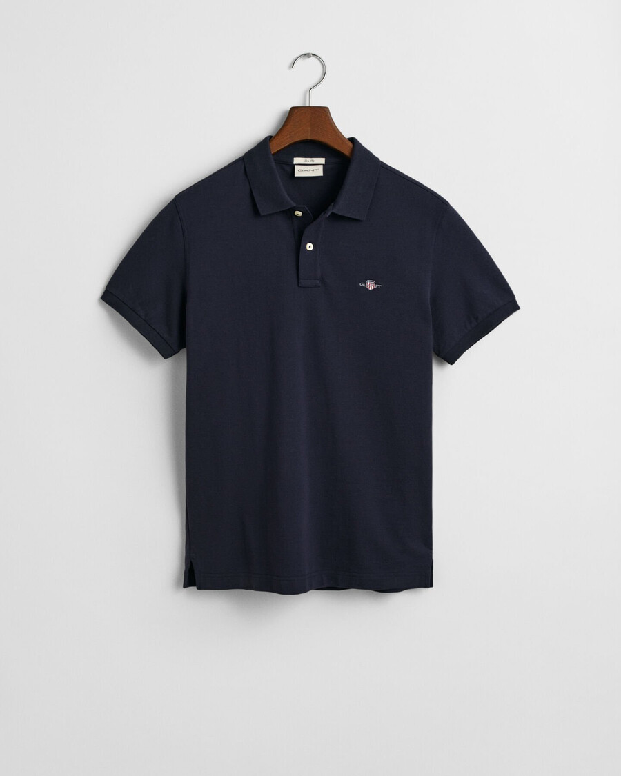 polo slim fit in piqué shield - blu sera