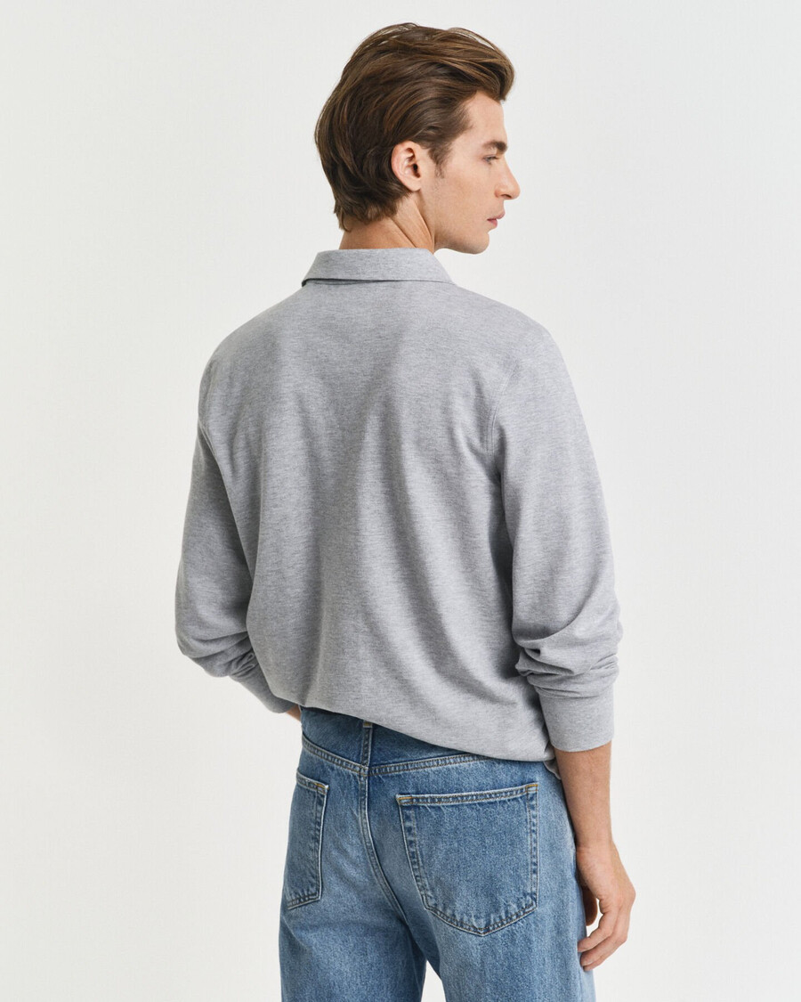 rugger in piqué con scudo - grigio melange