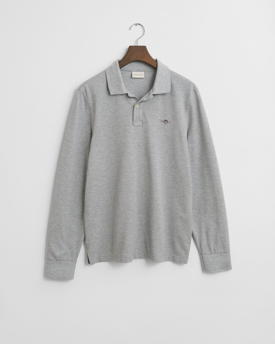 rugger in piqué con scudo - grigio melange