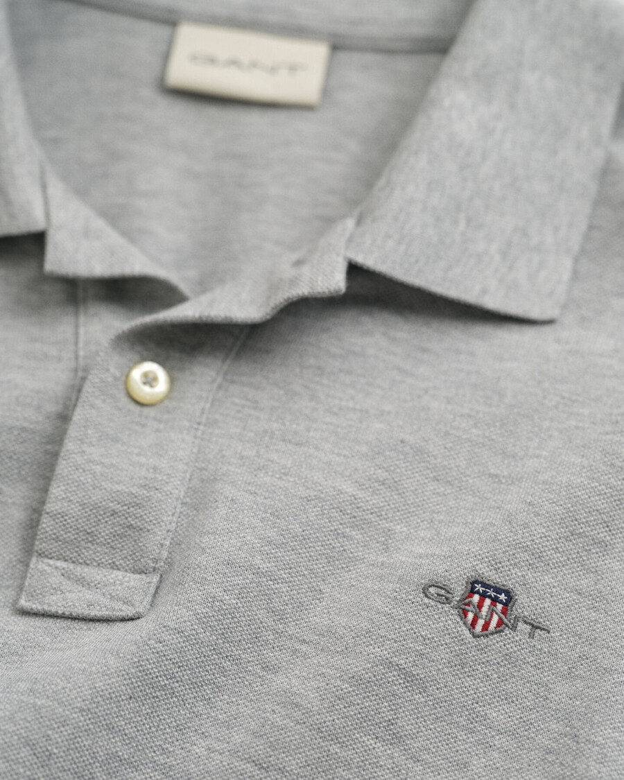 rugger in piqué con scudo - grigio melange