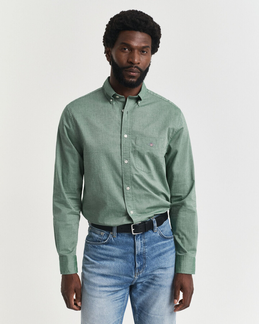 camicia classica in popeline vestibilità regolare - verde foresta