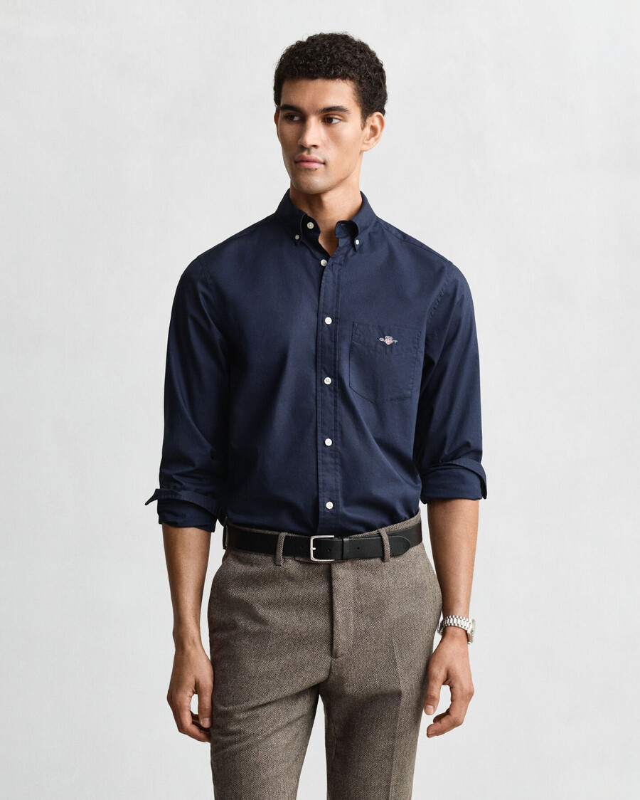 camicia classica in popeline vestibilità regolare - marina