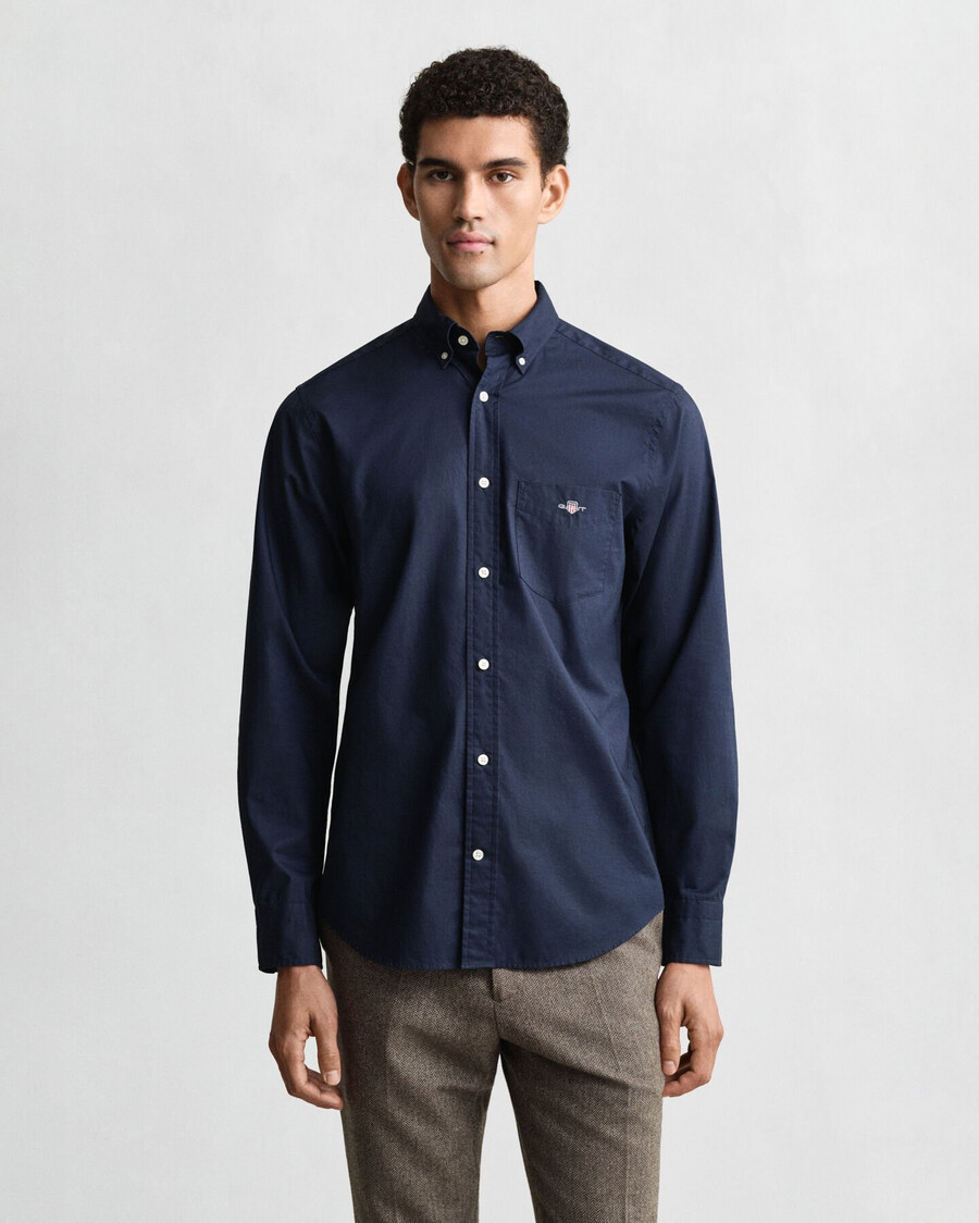camicia classica in popeline vestibilità regolare - marina