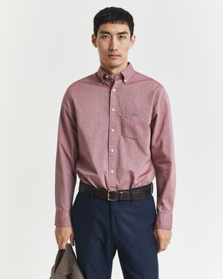 camicia in popeline classica vestibilità regolare - rosso melange