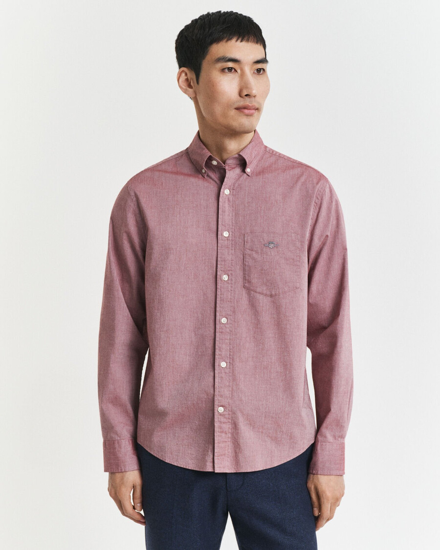 camicia in popeline classica vestibilità regolare - rosso melange