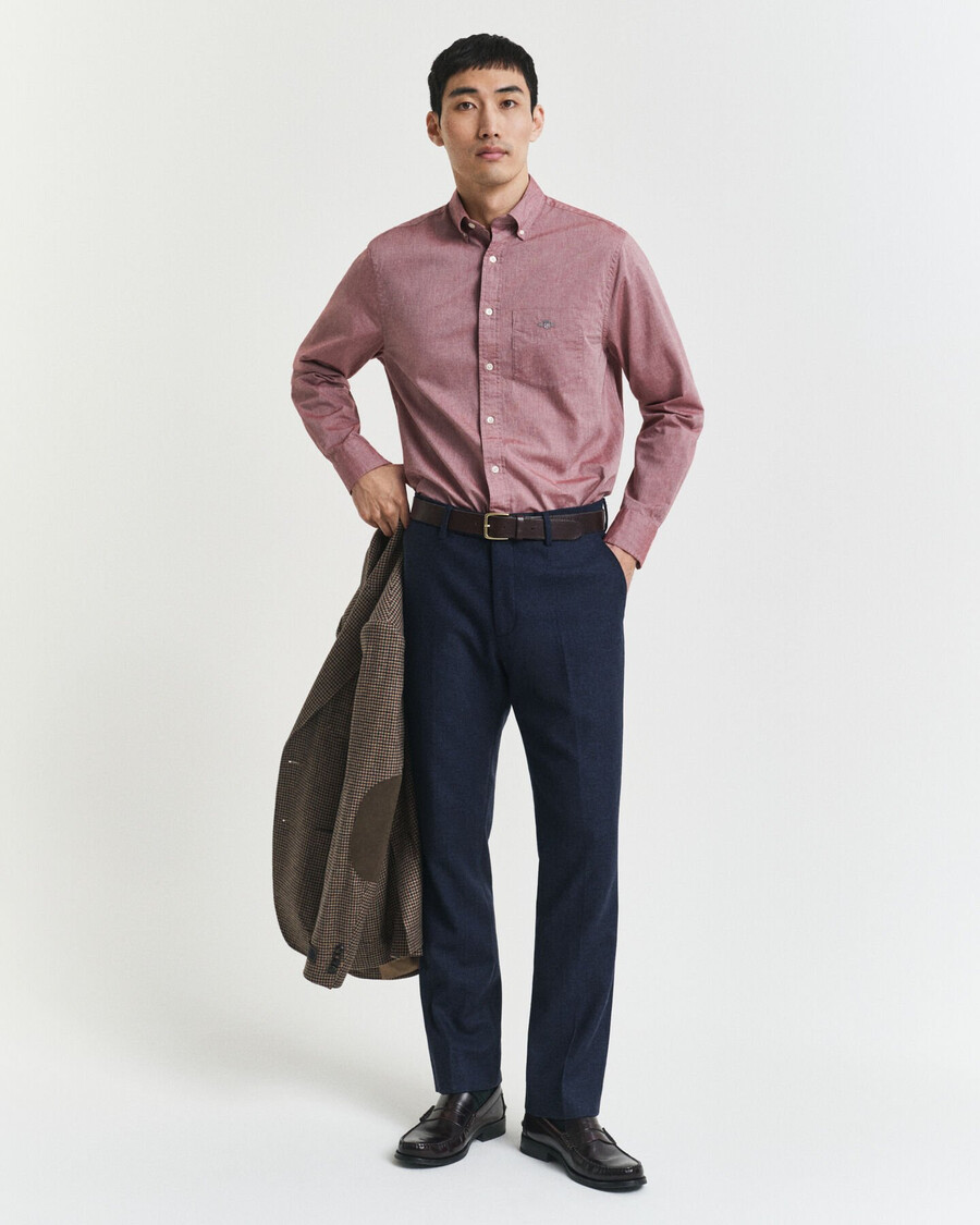 camicia in popeline classica vestibilità regolare - rosso melange
