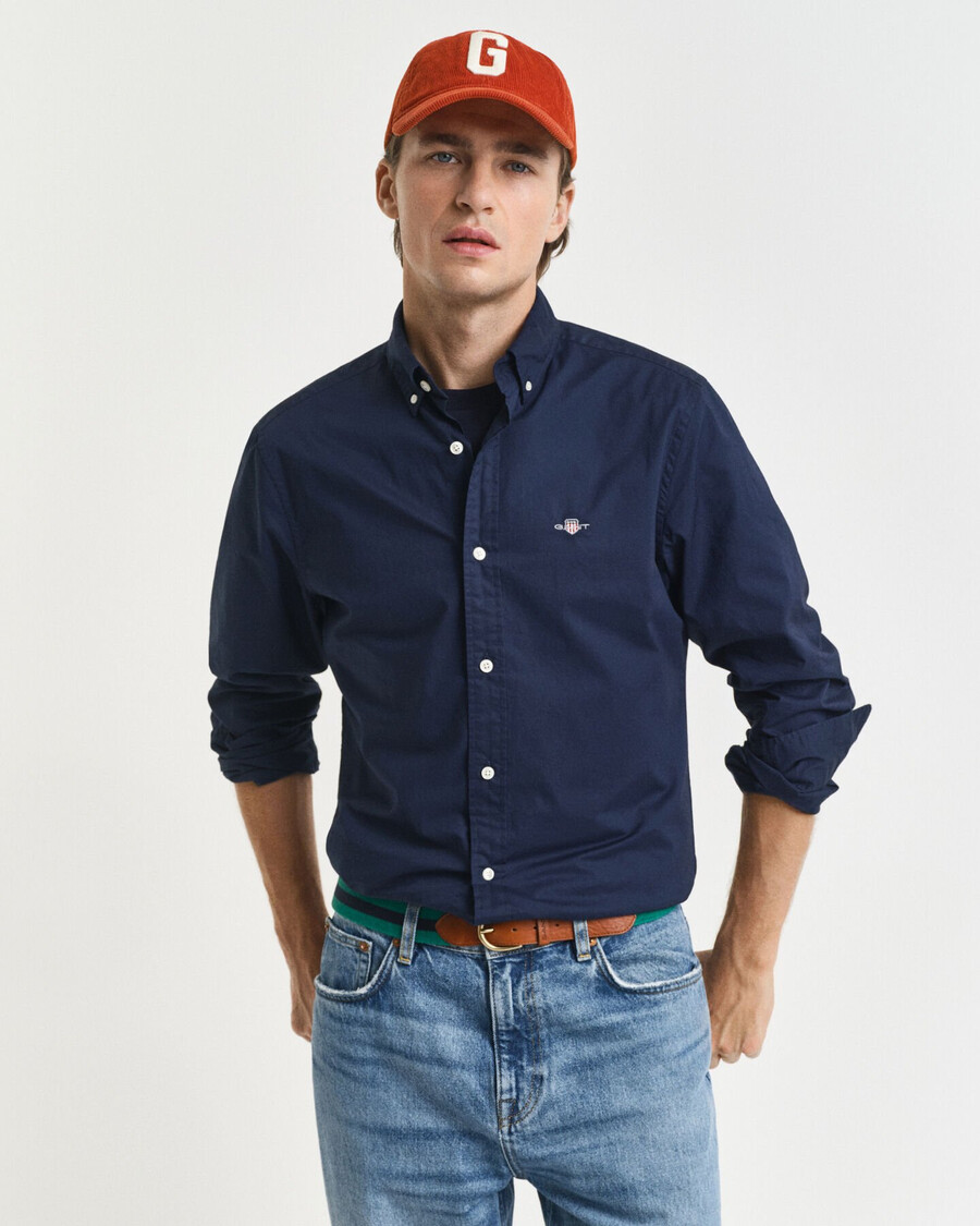 camicia classica in popeline slim fit - marina