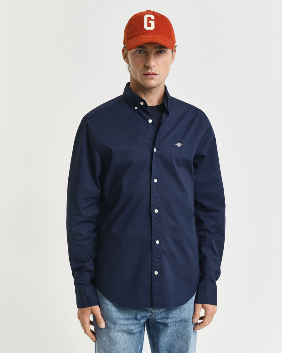 camicia classica in popeline slim fit - marina