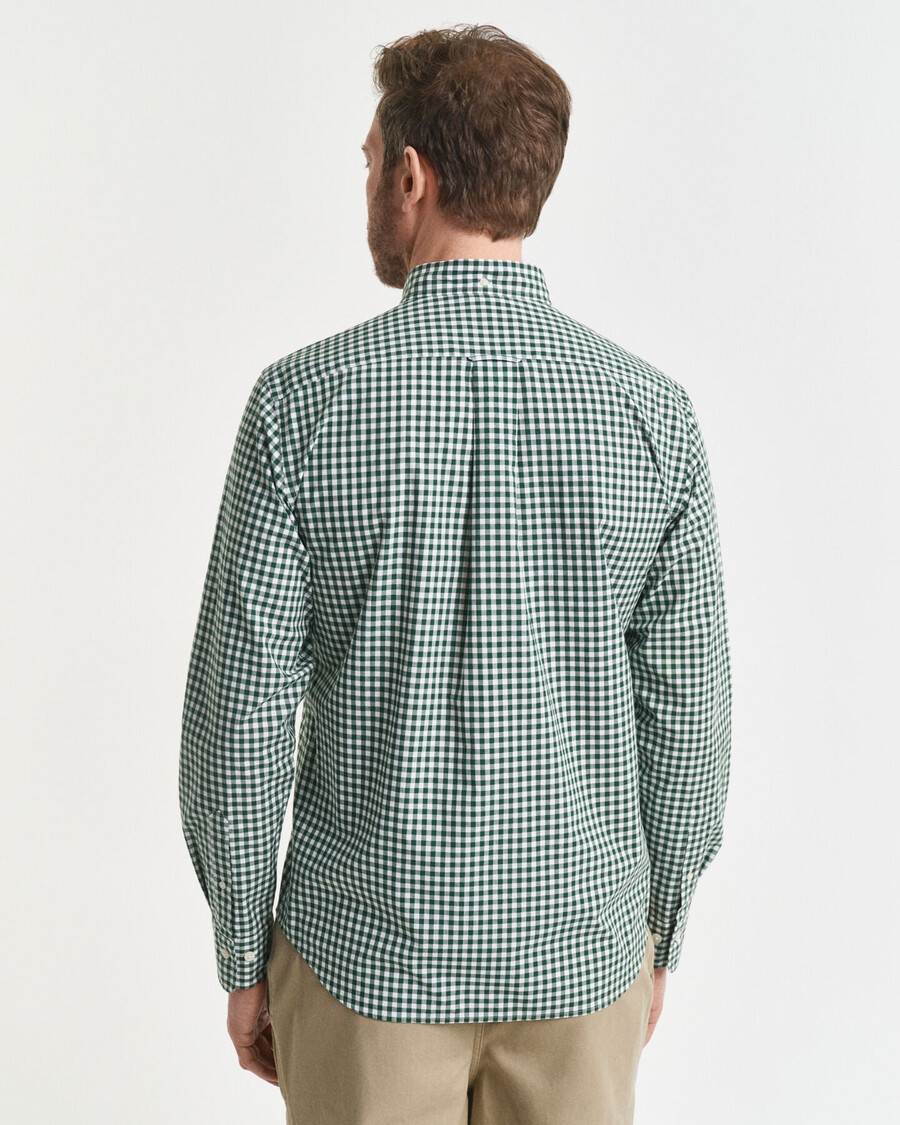 camicia in popeline a quadretti classici vestibilità regolare - verde foresta