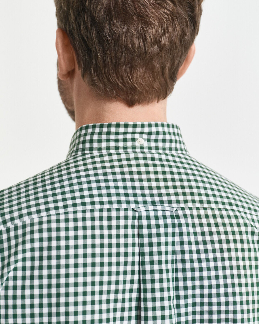 camicia in popeline a quadretti classici vestibilità regolare - verde foresta