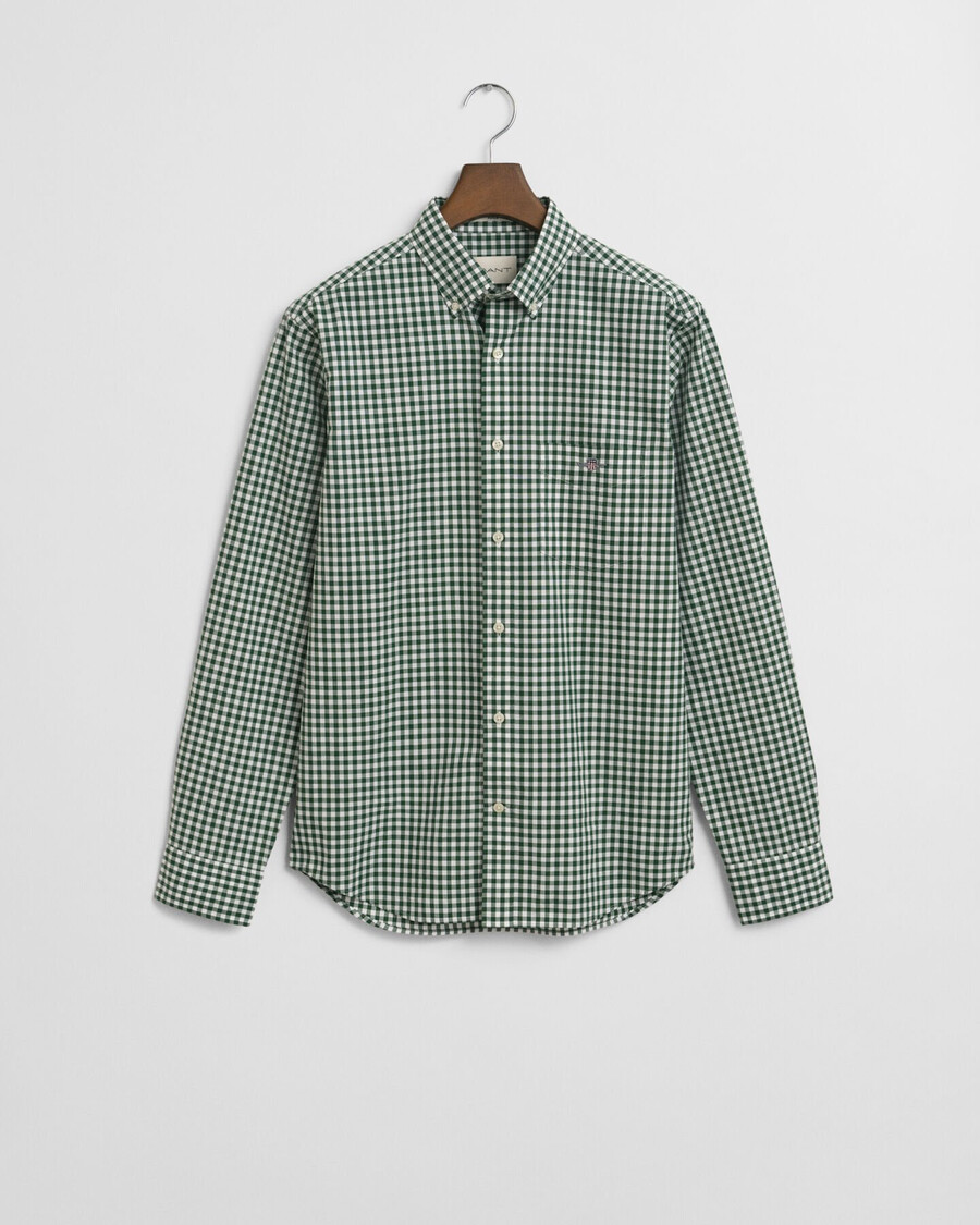 camicia in popeline a quadretti classici vestibilità regolare - verde foresta