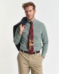 camicia in popeline a quadretti classici vestibilità regolare - verde foresta