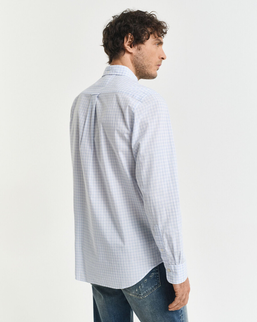 camicia in popeline a quadretti classici vestibilità regolare - azzurro chiaro