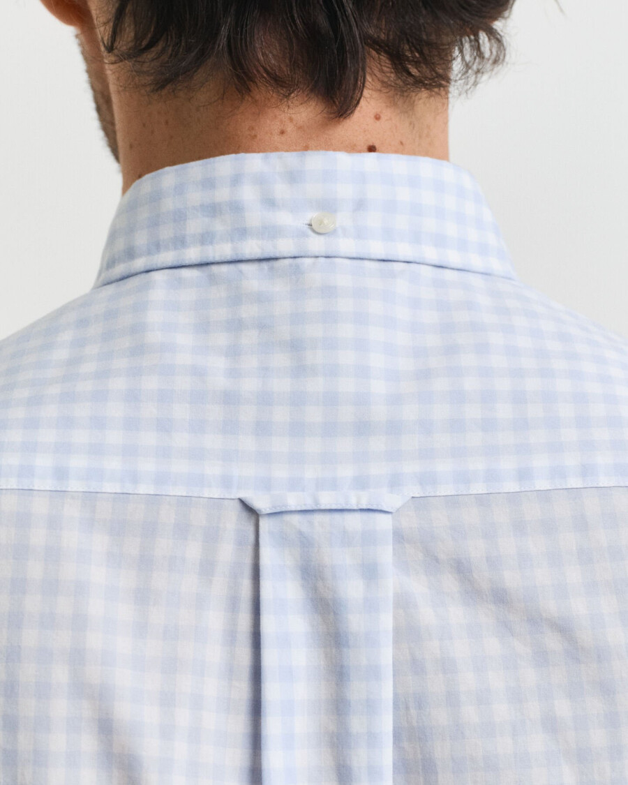 camicia in popeline a quadretti classici vestibilità regolare - azzurro chiaro