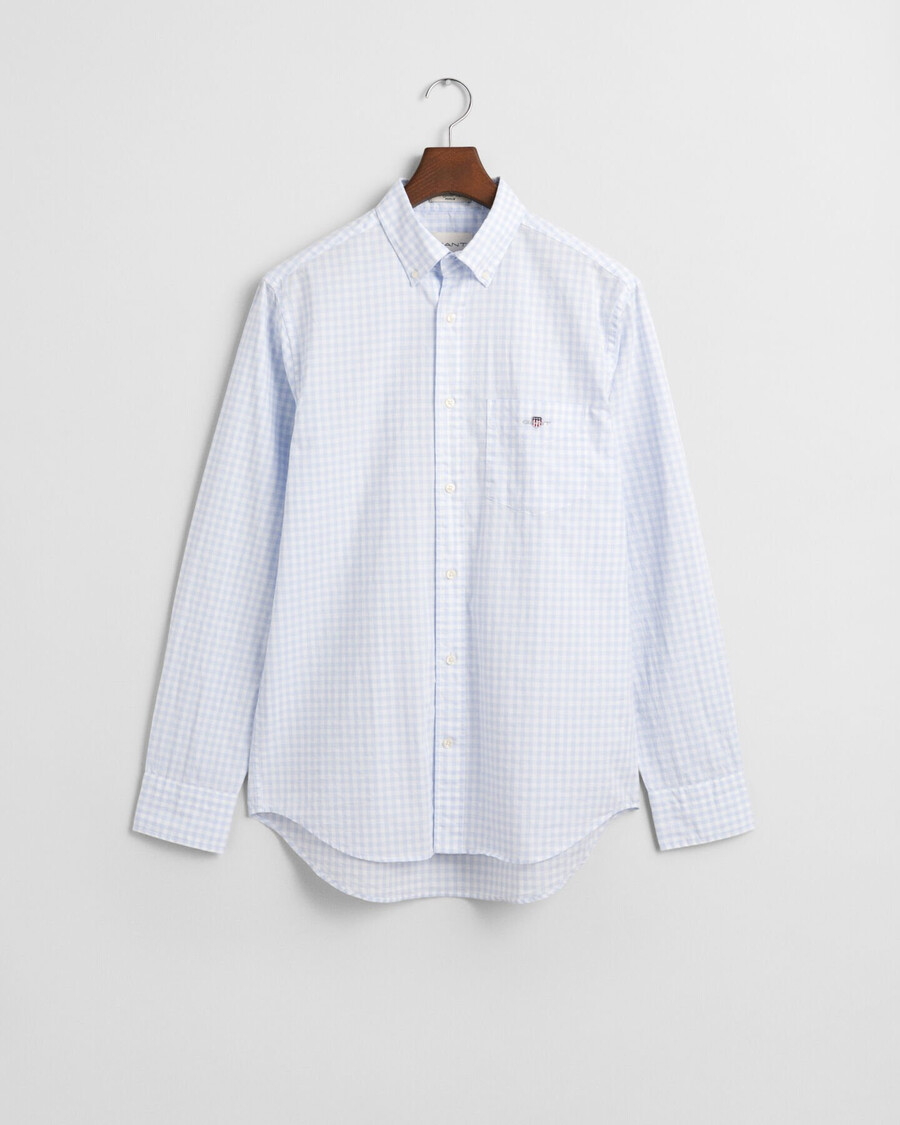 camicia in popeline a quadretti classici vestibilità regolare - azzurro chiaro