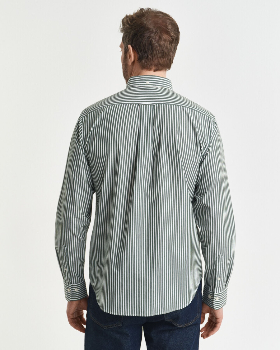 camicia in popeline a righe classiche vestibilità regolare - verde foresta