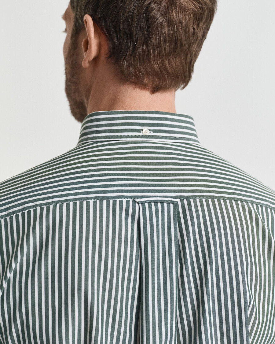 camicia in popeline a righe classiche vestibilità regolare - verde foresta