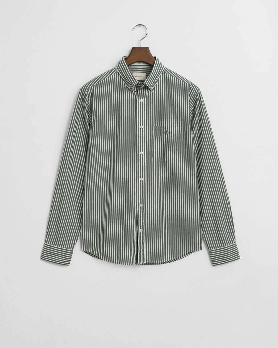 camicia in popeline a righe classiche vestibilità regolare - verde foresta
