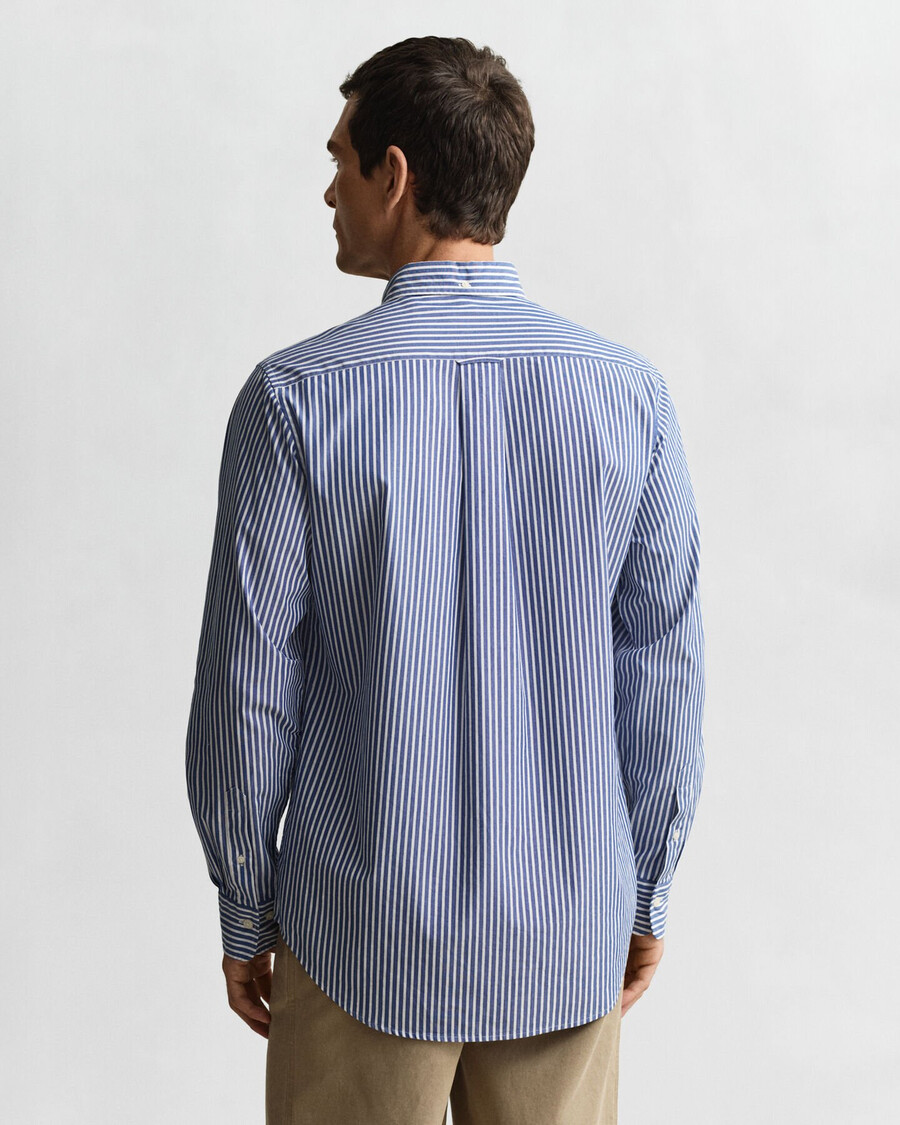 camicia in popeline a righe classiche vestibilità regolare - blu college