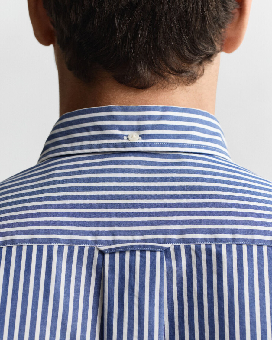 camicia in popeline a righe classiche vestibilità regolare - blu college