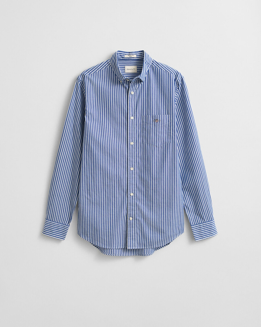 camicia in popeline a righe classiche vestibilità regolare - blu college