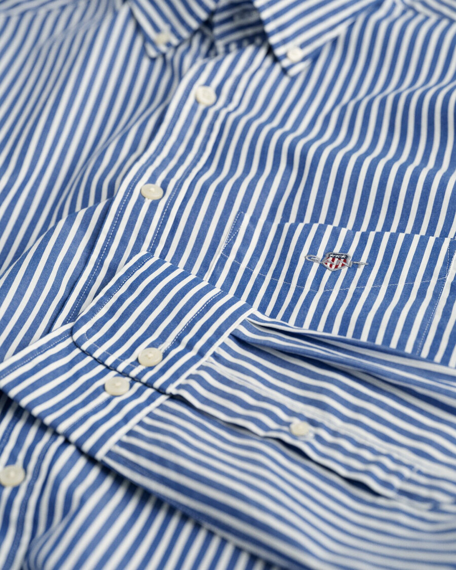 camicia in popeline a righe classiche vestibilità regolare - blu college