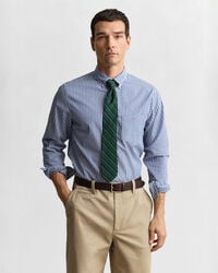 camicia in popeline a righe classiche vestibilità regolare - blu college