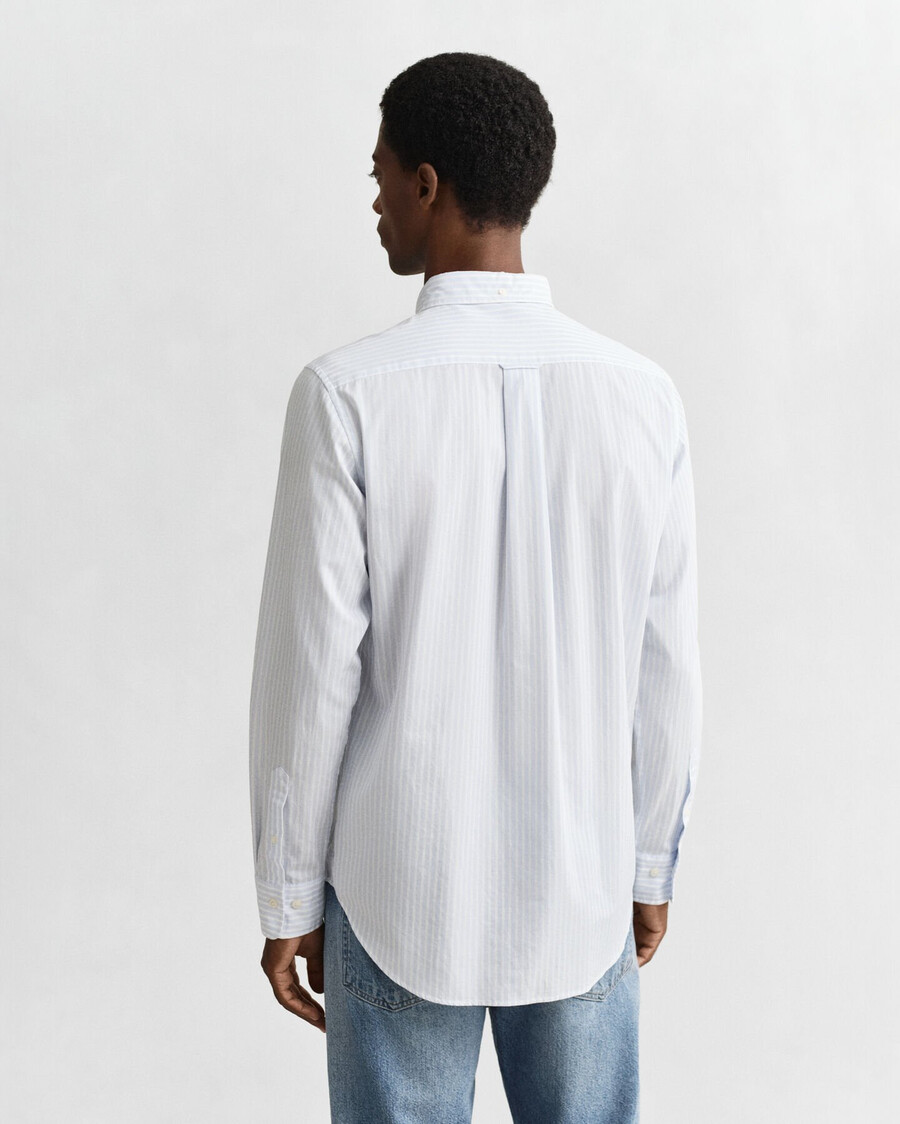 camicia in popeline a righe classiche vestibilità regolare - azzurro
