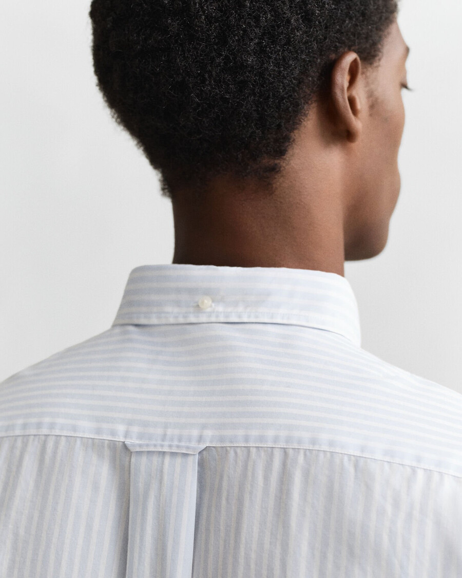camicia in popeline a righe classiche vestibilità regolare - azzurro