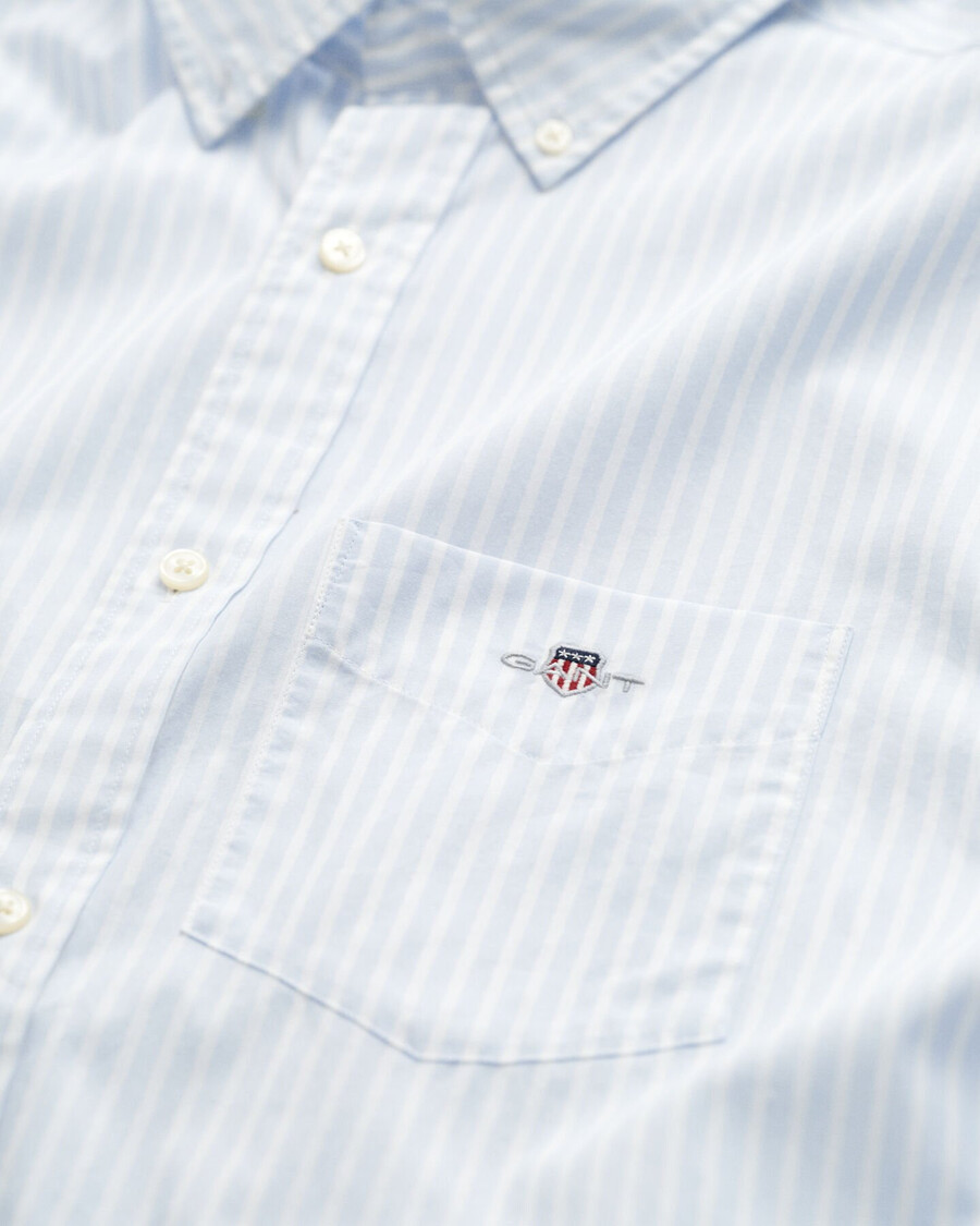 camicia in popeline a righe classiche vestibilità regolare - azzurro