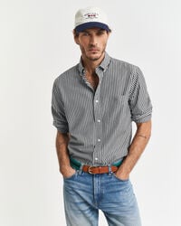 camicia in popeline a righe classiche vestibilità regolare - nero