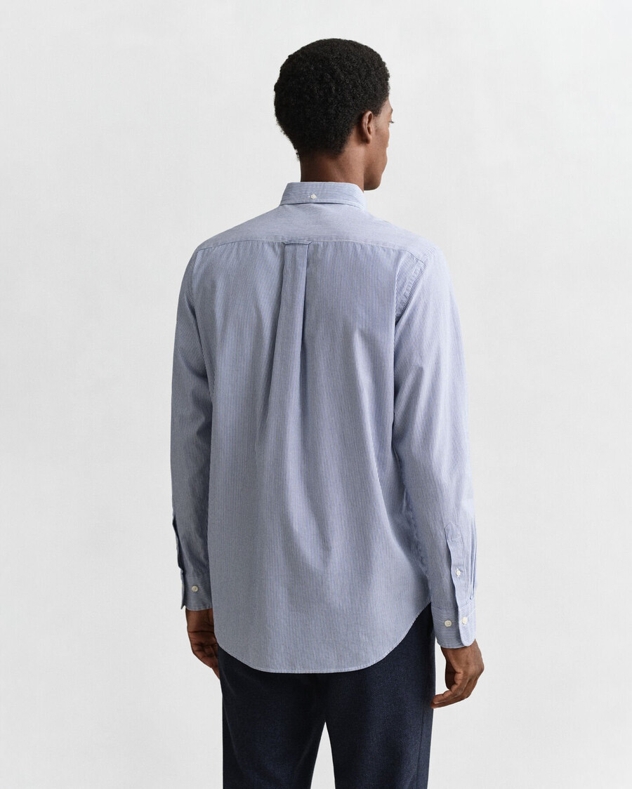 camicia in popeline a righe classiche vestibilità regolare - blu college