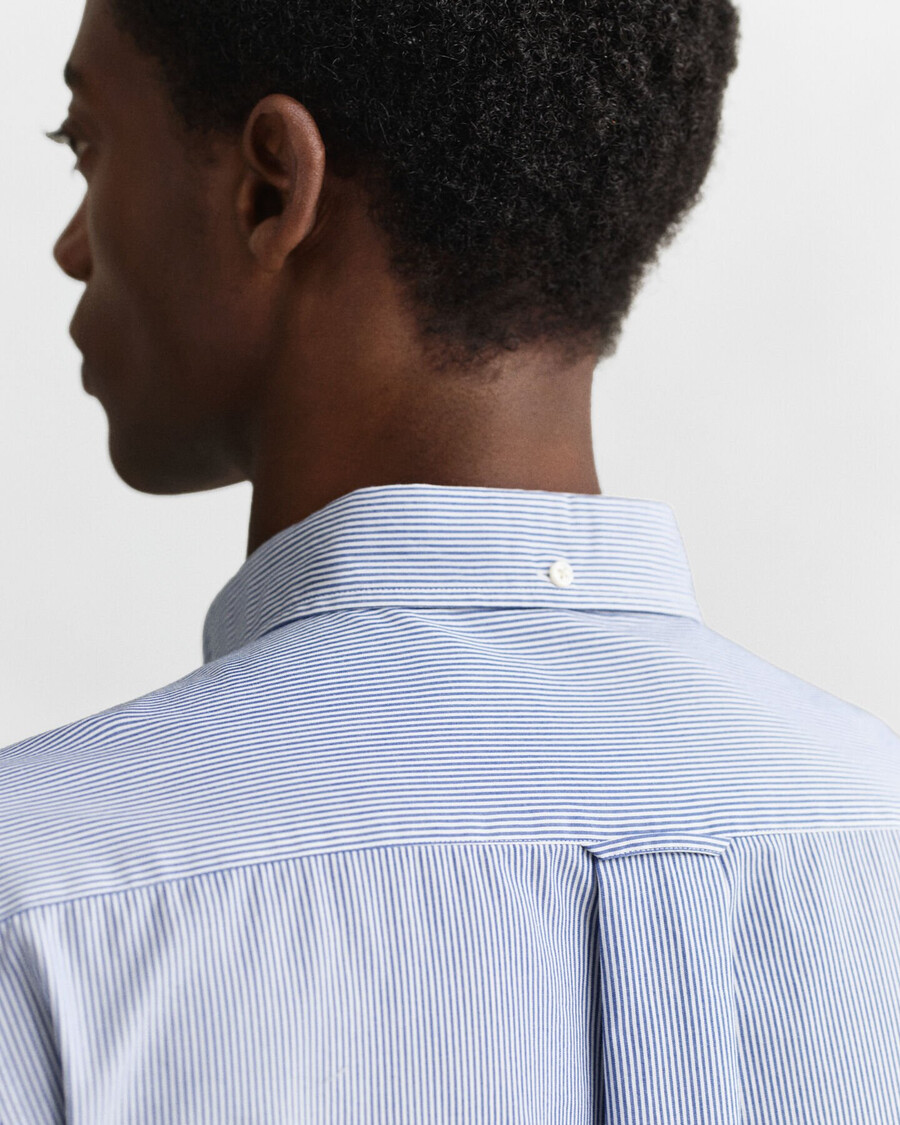 camicia in popeline a righe classiche vestibilità regolare - blu college