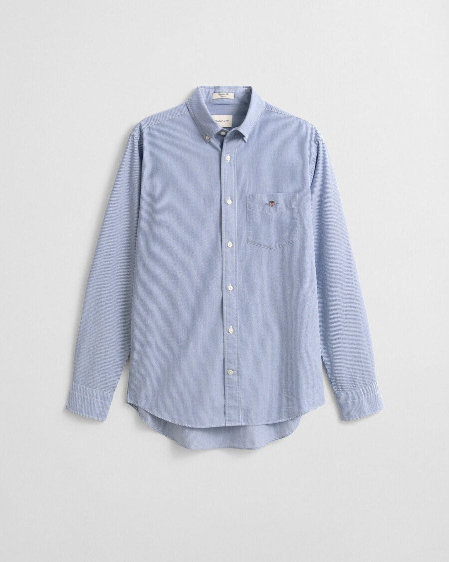 camicia in popeline a righe classiche vestibilità regolare - blu college