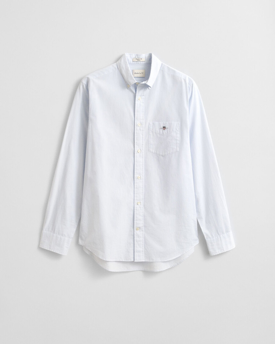 camicia in popeline a righe classiche vestibilità regolare - azzurro chiaro