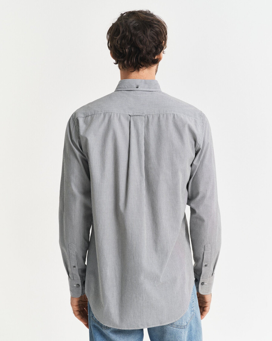 camicia in popeline a righe classiche vestibilità regolare - nero