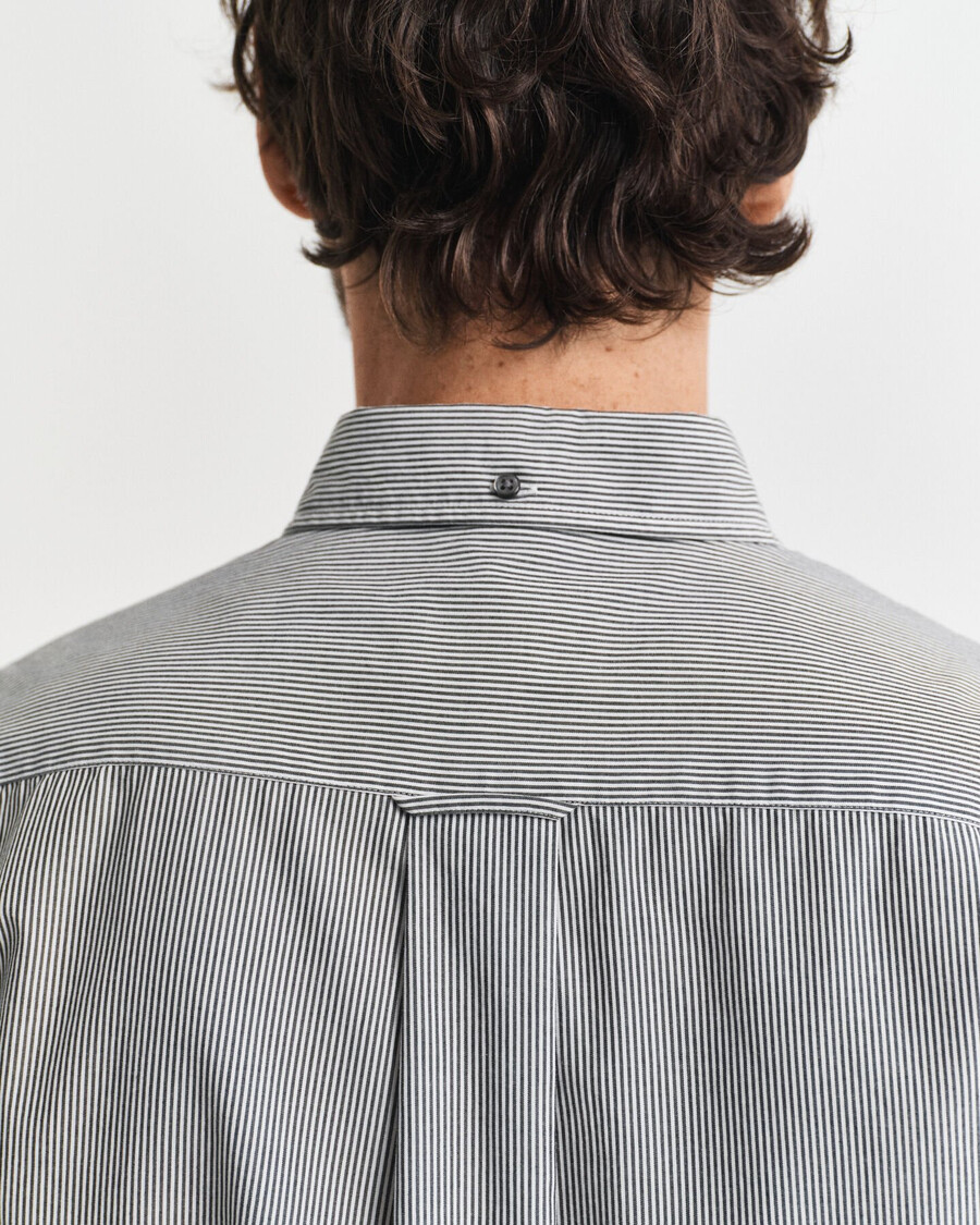 camicia in popeline a righe classiche vestibilità regolare - nero