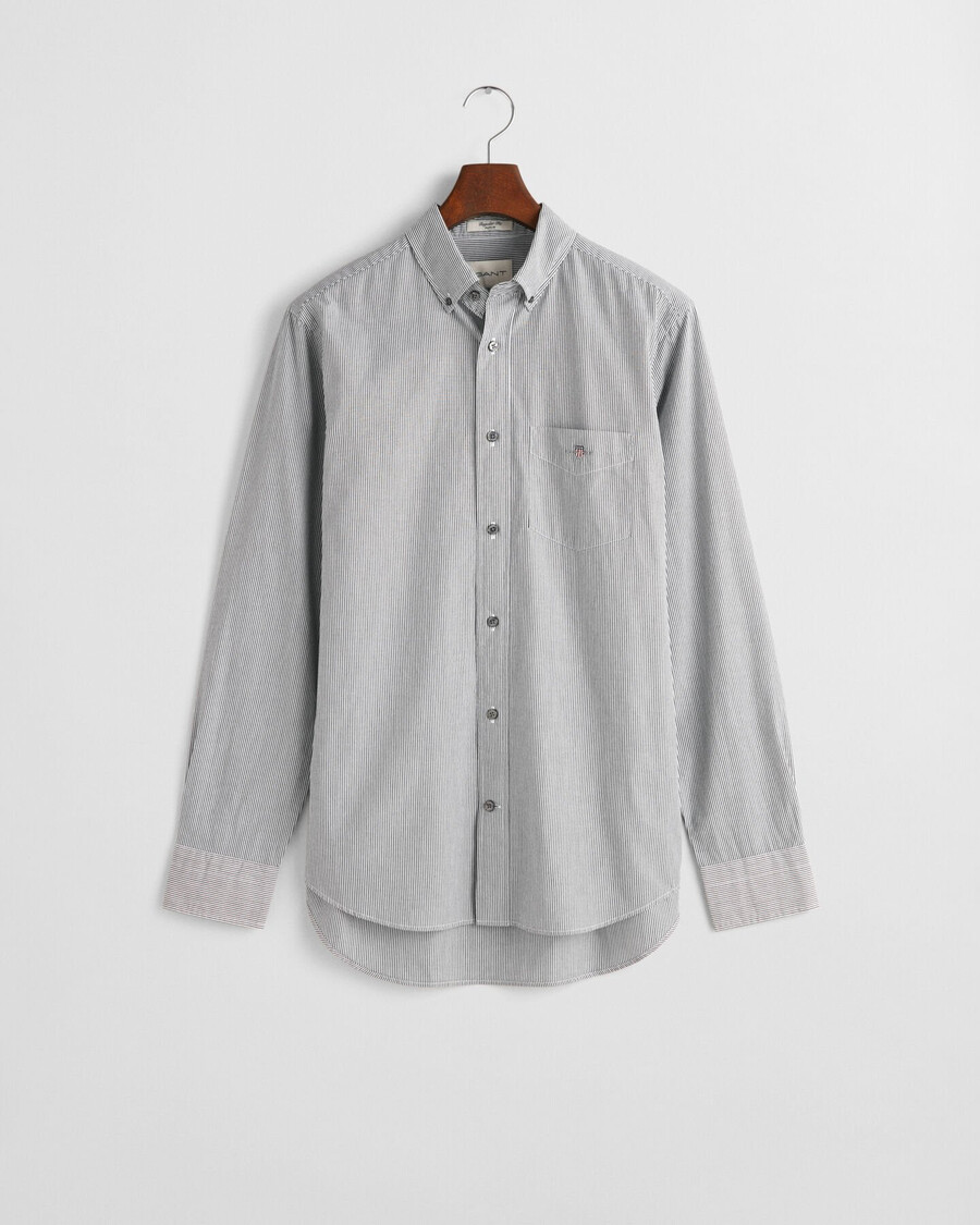 camicia in popeline a righe classiche vestibilità regolare - nero