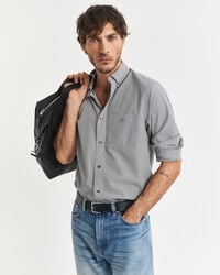 camicia in popeline a righe classiche vestibilità regolare - nero