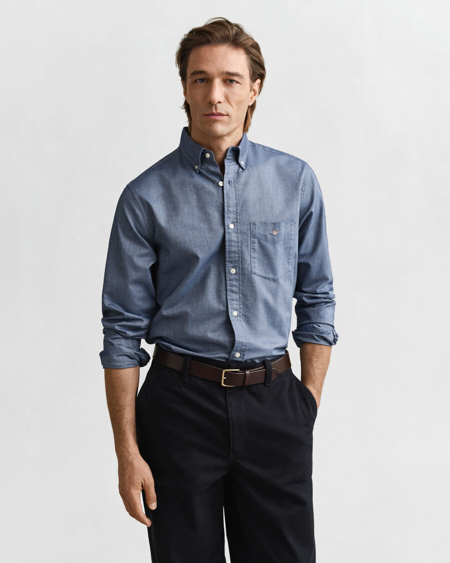 camicia oxford classica vestibilità regolare - blu persiano