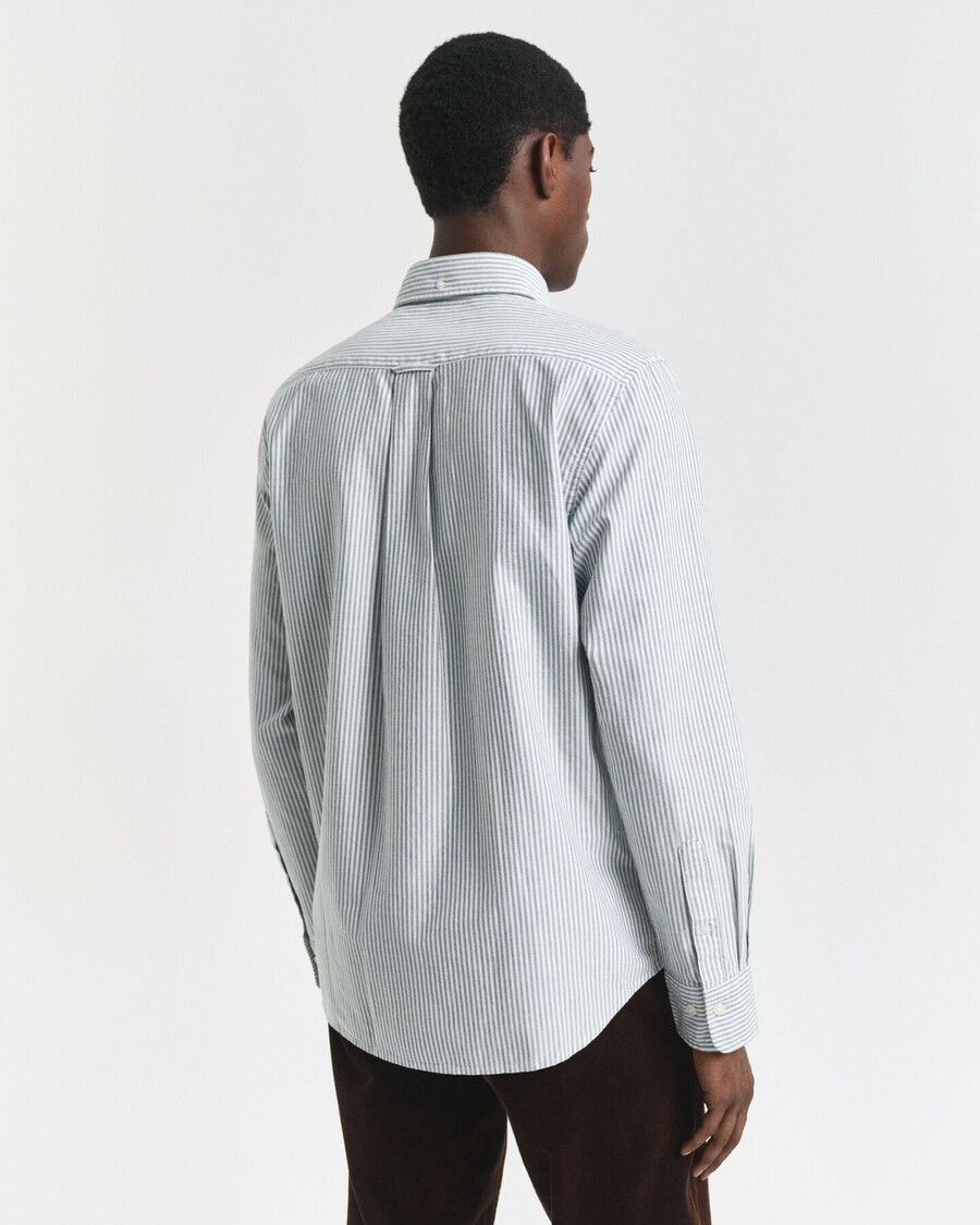 camicia oxford classica a righe banker vestibilità regolare - verde foresta
